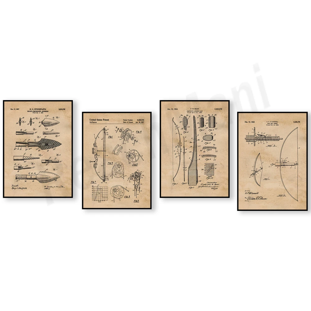 Outdoor Hunting Paintings - Винтажный лакированный принт с луком и