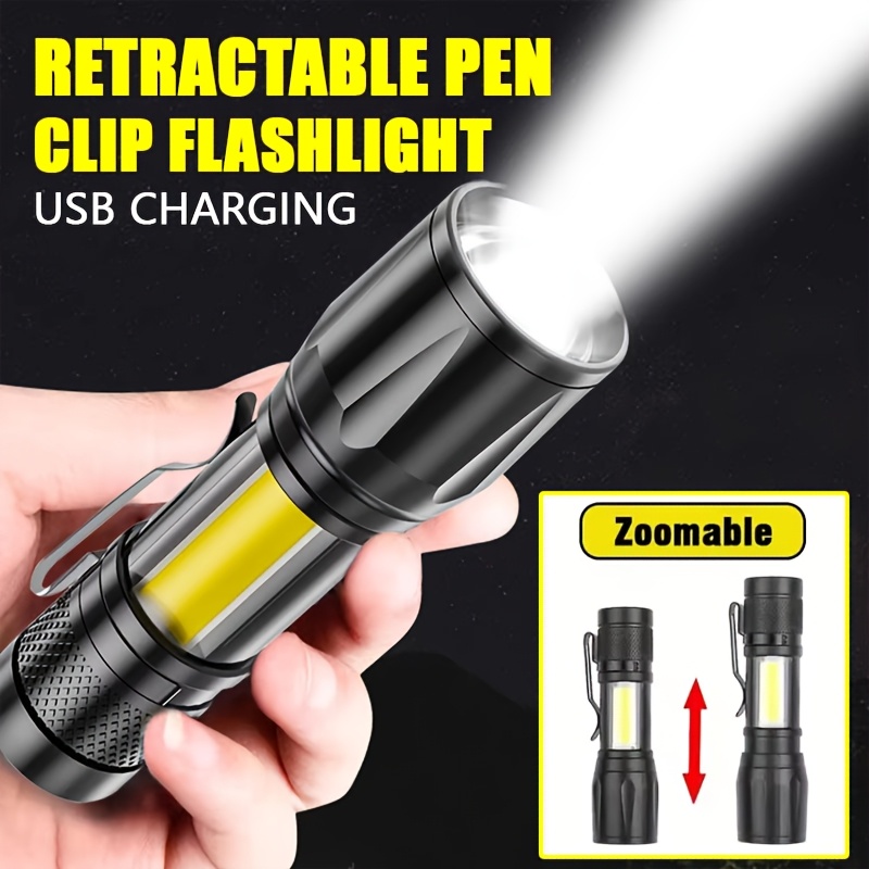 Tactical Flashlight Rechargeable - Портативный COB + светодиодный фонарик для