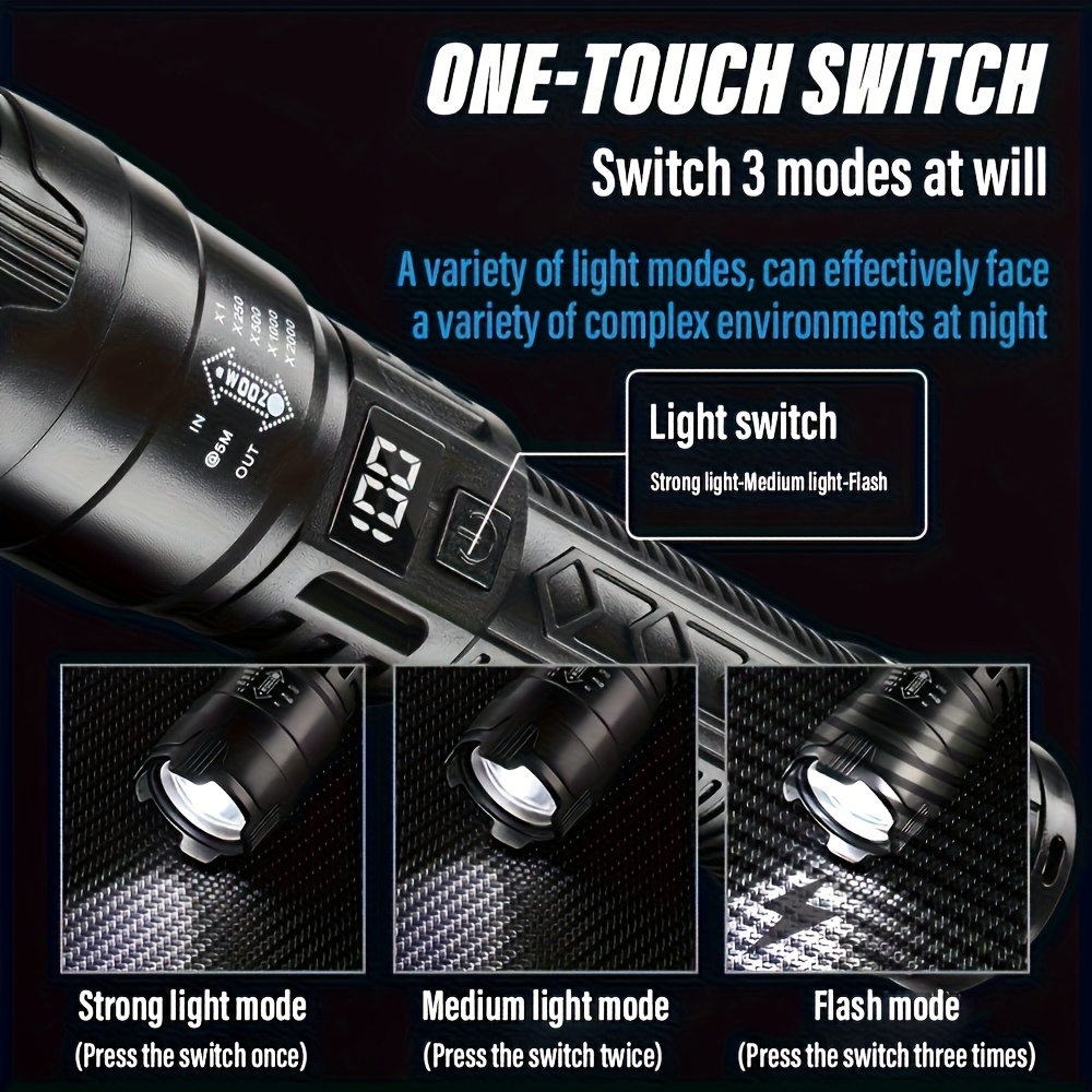 1000LM ультра яркий светодиодн – обзор и цена Tactical Flashlight Rechargeable