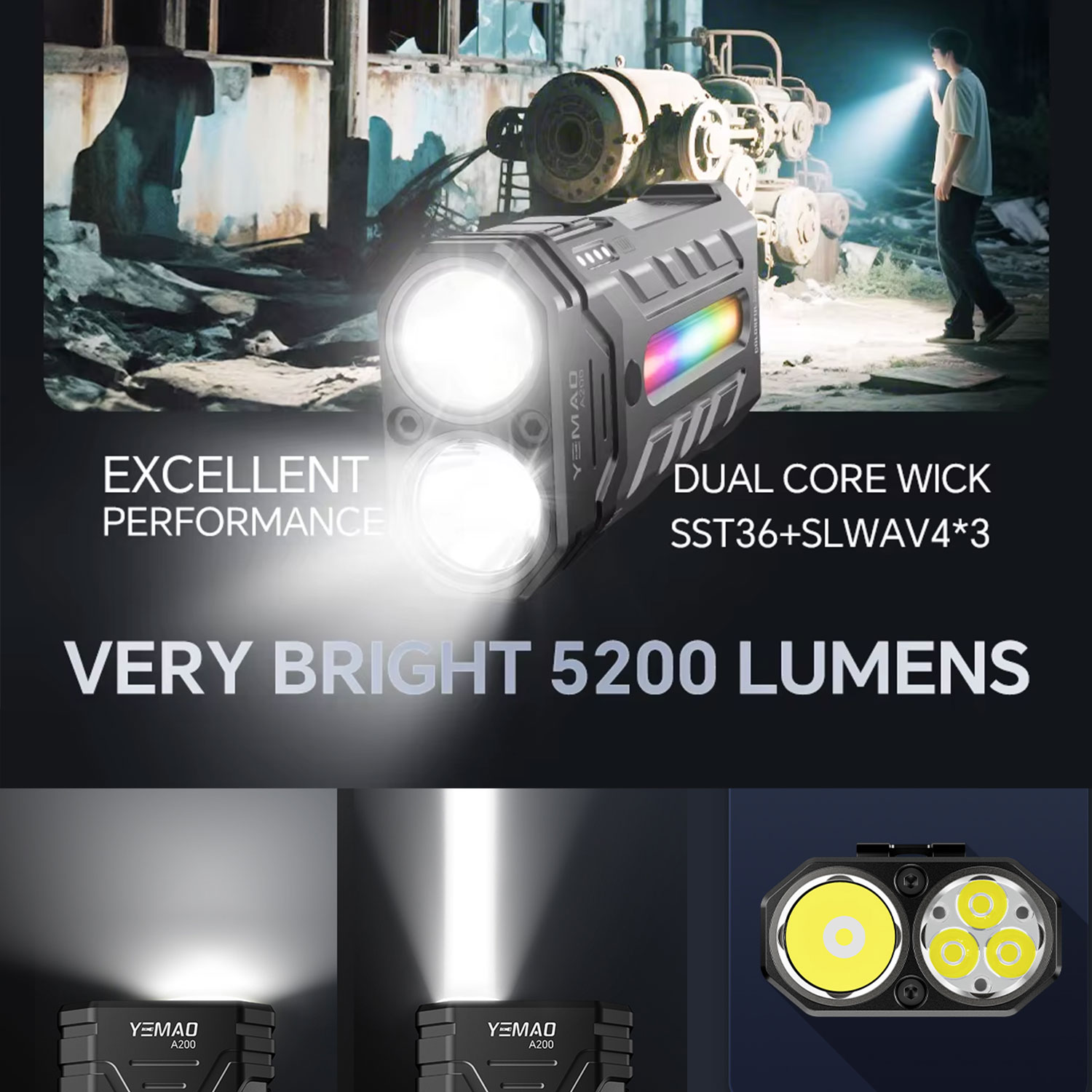 5200LM инновационный многофунк – обзор и цена Tactical Flashlight Rechargeable